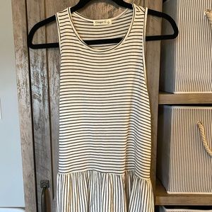Black and White a Striped Peplum Tank Top